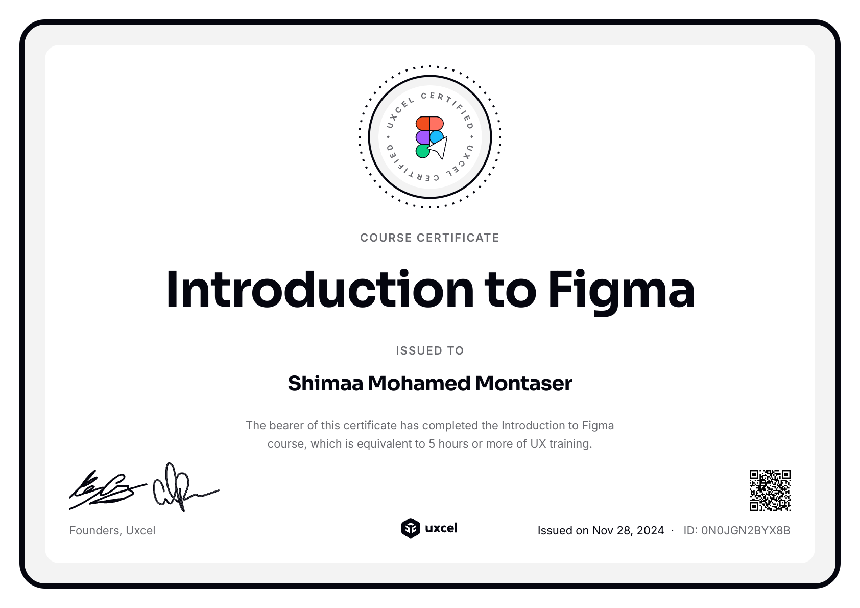 Shimaa Mohamed Montaser's certificate